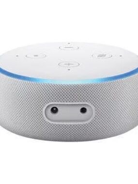 Echo 3rd Gen Portable Smart Speaker in White with Blue LED Ring